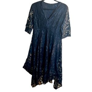 Just Taylor Women's Lace Midi Dress Size 8 Black Goth Whimsigoth